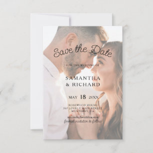 Elegante Typografie Transparante Foto Bruiloft Save The Date