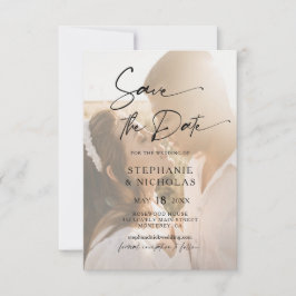 Elegante typografie Transparante foto Bruiloft Save The Date