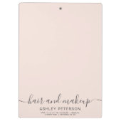 elegante typografie trendy blush roze haarmake-up klembord (Achterkant)