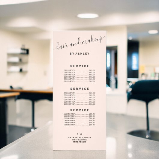 elegante typografie trendy blush roze haarmake-up reclamekaart