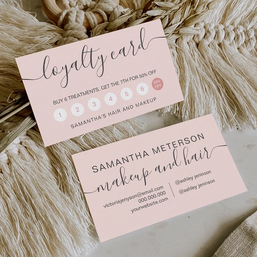 elegante typografie trendy blush roze klantenkaartje