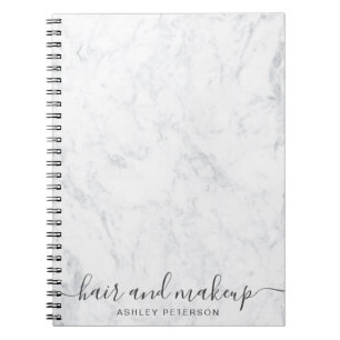 elegante typografie trendy white marble hair make  notitieboek