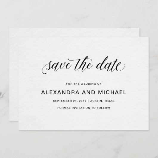 Elegante typografie | Trouwen Bewaar de datum Save The Date (Voorkant / Achterkant)