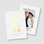Elegante Typografie Trouwen Save The Date Gold Folie Uitnodiging
