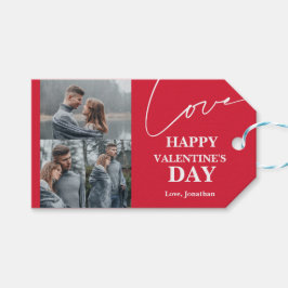 Elegante Typografie Valentijnsdag paar foto Cadeaulabel