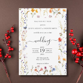 Elegante typografie van wilde bloemen voor een tro kaart