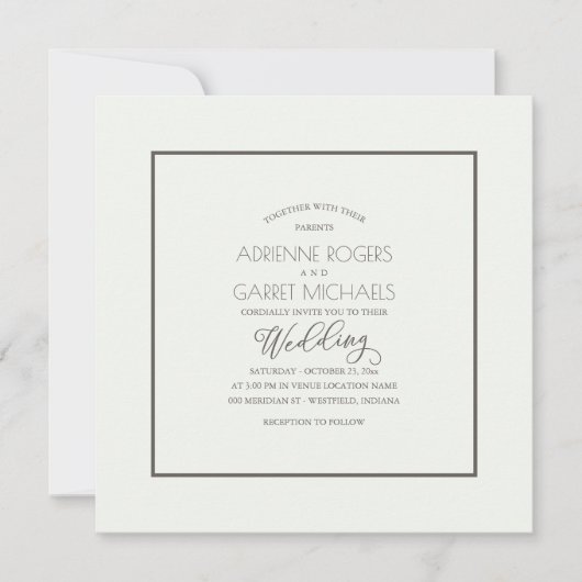 Elegante Typografie Vierkante Bruiloft Uitnodiging (Voorkant)