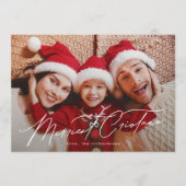 Elegante Typografie VIJF Foto Vrolijk Kerstmis Feestdagenkaart (Voorkant)