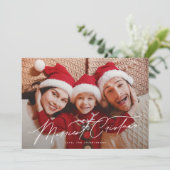 Elegante Typografie VIJF Foto Vrolijk Kerstmis Feestdagenkaart (Staand voorkant)