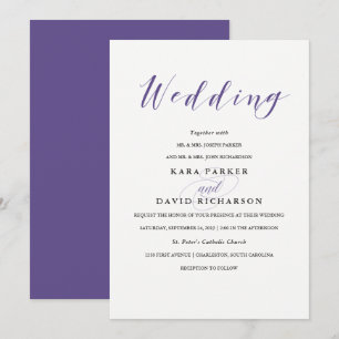 Elegante Typografie   Violet bruiloft Kaart