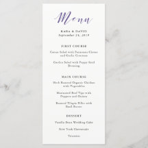 Elegante Typografie | Violet Bruiloft Menu