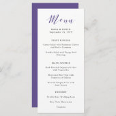 Elegante Typografie | Violet Bruiloft Menu (Voorkant / Achterkant)
