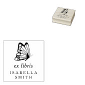 Elegante Typografie Vlinder Ex Libris Boekplaat Rubberstempel (Gestempeld)