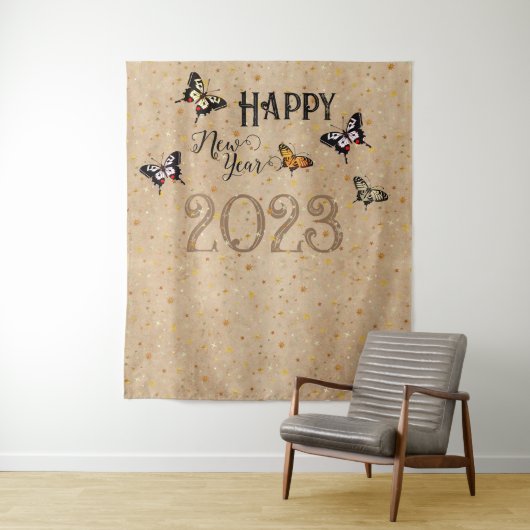Elegante typografie vlinder sterren rustieke nieuw wandkleed (In situ)