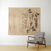 Elegante typografie vlinder sterren rustieke nieuw wandkleed (In Situ (horizontaal))