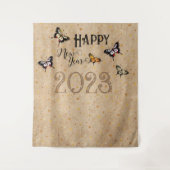 Elegante typografie vlinder sterren rustieke nieuw wandkleed (Voorkant)