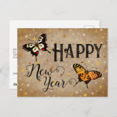 Elegante typografie vlinder sterren rustig nieuwja feestdagenkaart (Voorkant / Achterkant)