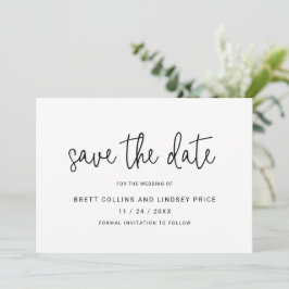 Elegante typografie voor een modern zwart-wit huwe save the date