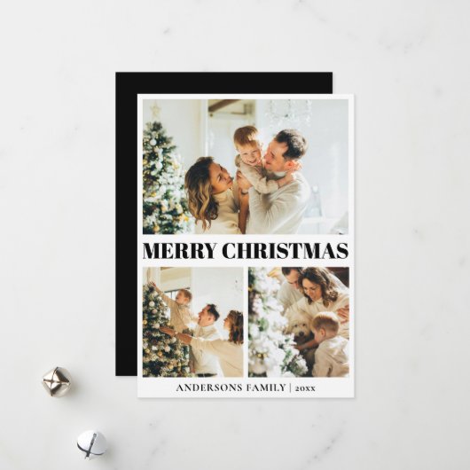 Elegante Typografie Vrolijk Kerstfeest Kaart (Voorkant / Achterkant in situ)