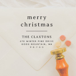 Elegante Typografie Vrolijk Kerstmis Retouradres Rubberstempel
