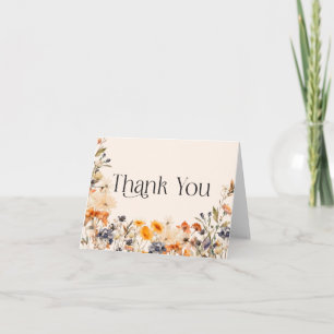 Elegante typografie waterverf herfst wilde bloemen bedankkaart
