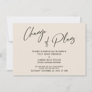 Elegante typografie Wijziging van plannen Crème ka Kaart
