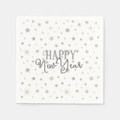 Elegante typografie Wit Grijs Sterren Gelukkig Nie Servet (Voorkant)