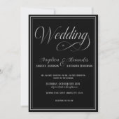 Elegante Typografie Zilver op Black Formal Wedding Kaart (Voorkant)