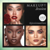 Elegante typografie Zwart 3 Foto Logo Make-up Raamsticker (Vel 3)