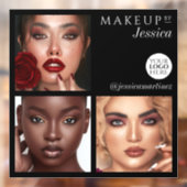 Elegante typografie Zwart 3 Foto Logo Make-up Raamsticker (Vel 2)