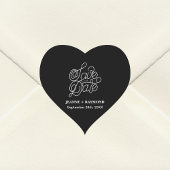 Elegante Typografie Zwart Bruiloft Save the Date Hart Sticker
