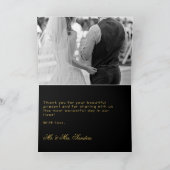Elegante typografie zwart en goud FOTO bruiloft Bedankkaart (Binnen)