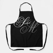 Elegante Typografie Zwart Monogram Schort (Voorkant)