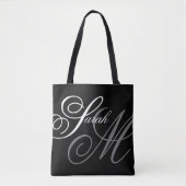 Elegante Typografie Zwart Monogram Tote Bag (Voorkant)
