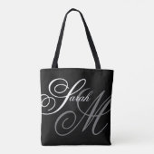 Elegante Typografie Zwart Monogram Tote Bag (Achterkant)