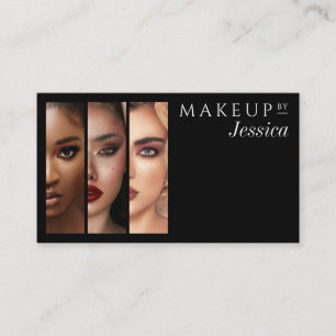 Elegante typografie Zwart Wit 3 Foto Make-up Visitekaartje