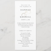 Elegante Typografie Zwart-wit Bruiloft Programmakaart (Voorkant)