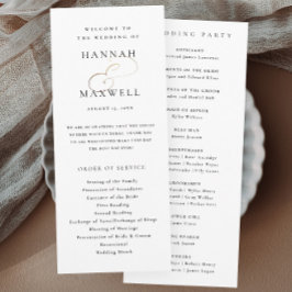 Elegante Typografie Zwart-wit Bruiloft Programmakaart