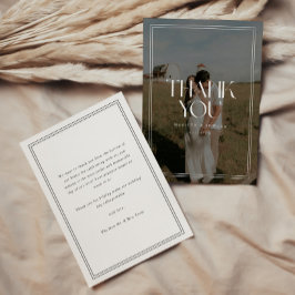 Elegante typografie Zwart & Wit Foto Bruiloft Bedankkaart