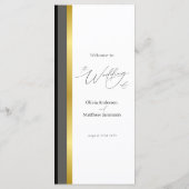 Elegante typografie Zwart Wit Gouden Streep Bruilo Menu (Achterkant)