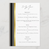 Elegante Typografie Zwart Wit Gouden Streep Huweli Menu (Voorkant)