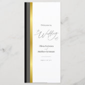 Elegante Typografie Zwart Wit Gouden Streep Huweli Menu (Achterkant)