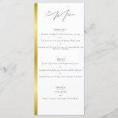 Elegante Typografie Zwart Wit Gouden Streep Huweli Menu (Voorkant)