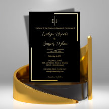 Elegante typografie Zwarte Gouden Hoek Bruiloft
