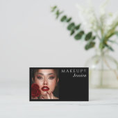 Elegante typografie Zwarte QR-code Foto Make-up Visitekaartje (Staand voorkant)