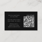 Elegante typografie Zwarte QR-code Foto Make-up Visitekaartje (Achterkant)