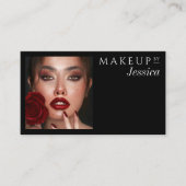 Elegante typografie Zwarte QR-code Foto Make-up Visitekaartje (Voorkant)