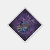 Elegante uil bloemen kroonluchters juweel paarse servet (Hoek)