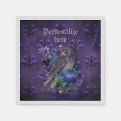 Elegante uil bloemen kroonluchters juweel paarse servet (Voorkant)