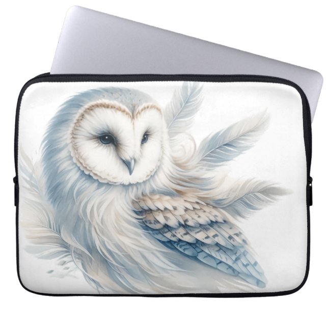 Elegante uil in Waterverf Laptop Sleeve (Voorkant)